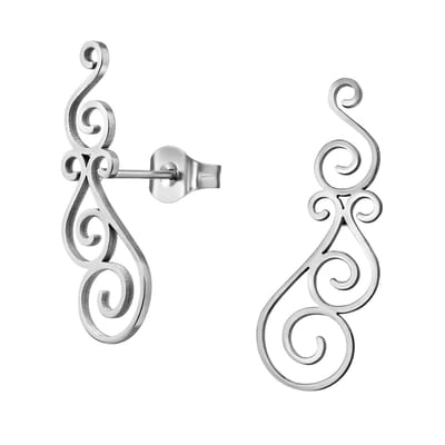 Zilver kleurige stainless steel swirl dames oorbellen | chirurgisch staal | hypoallergeen | Zilverana | RVS