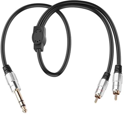 TRS naar RCA Audiokabel Splitter - 1/4 inch naar 2 RCA Mannelijk - 1,64 ft