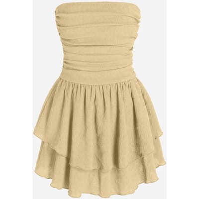 Strapless Geweven Ruches Mini-jurk