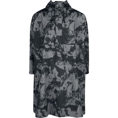 R.E.D. Rock-Engineered Design Zwarte camouflage regenjas met capuchon en trekkoord - Unisex - Standard