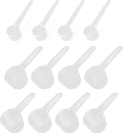 Dailygoods- Maatlepels 12 Stuks - Transparante Kunststof - Maatlepels met Schaalverdeling - Capaciteit 5g/20g/30g - Duurzaam - Herbruikbaar - Keukenmaatlepels