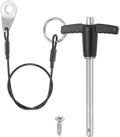 Snelsluitpen van roestvrij staal 304 met 6 mm diameter en 60 mm bruikbare lengte, inclusief T-greep, veiligheidskabel en M5-schroeven, zilver en duurzaam