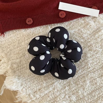 Chouchou en coton style coréen pour femme, joli petit chouchou à fleurs, nœud papillon, motif écossais, élastique pour cheveux, accessoires pour cheveux noir