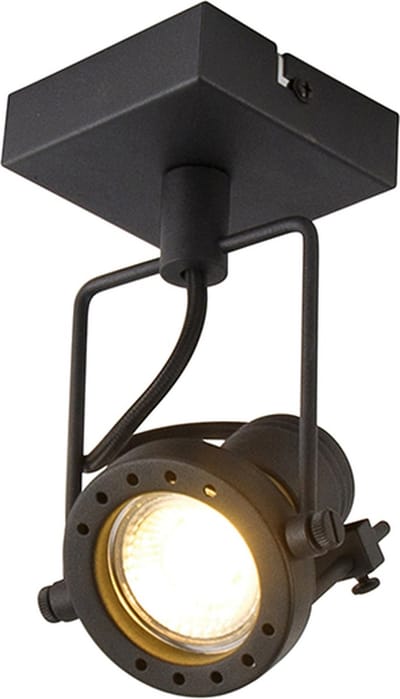 QAZQA suplux - Industriele Dimbare LED Smart Plafondspot | Spotje | Opbouwspot incl. wifi met Dimmer - 1 lichts - L 8 cm - Zwart - Industrieel - Woonkamer | Slaapkamer | Keuken