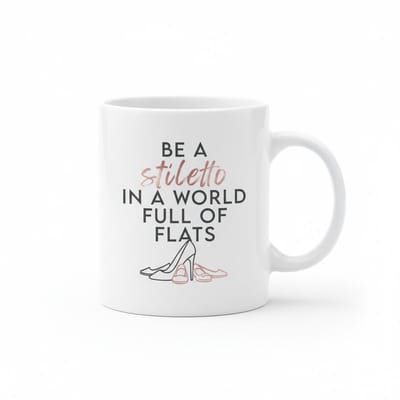 Be a Stiletto in a World Full of Flats Mok – Mode Quote Keramische Koffiemok – 330 ml