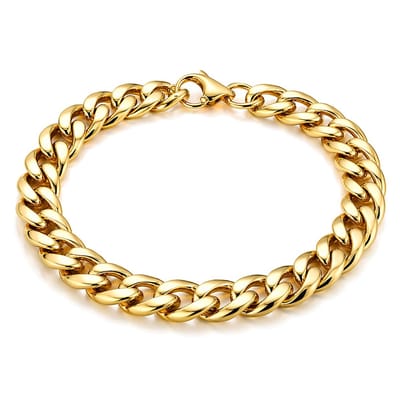 Stalen heren armband LGT JWLS Gourmet schakel Goudkleurig 7mm-23cm