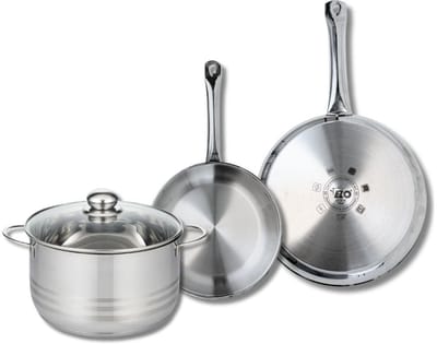 Set van 2 Koekenpannen 24 en 28 cm en 1 braadpan 24 cm Elo Profi Brillant
