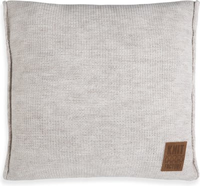 Knit Factory Uni Sierkussen - Vierkant kussen - Kussen woonkamer - Bank kussen - Decoratie kussen - Beige - 50x50 cm - Kussenhoes inclusief kussenvulling