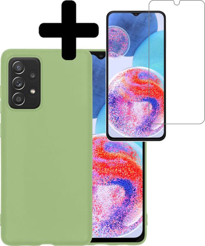 Hoesje - Met Screenprotector - Geschikt voor Samsung Galaxy A23 - Sterk & Shockproof - Back Cover - Siliconen Case - Telefoon Hoes - Telefoonhoesjes - Groen