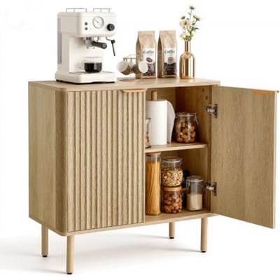 VEVOR Dressoir Keukenkast met 2 planken, buffetkast in middeleeuwse stijl voor woonkamer, hal, keuken, opbergkast 80 x 37,5 x 80 cm Eikenhouten keukenbuffet