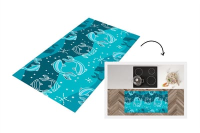 Keukenloper - Loper keuken - Vissen - Zodiac - Design - 120x60 cm - Keukenloper vinyl