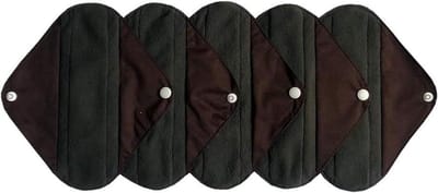 Herbruikbare Maandverband - Doek/Pads - Intieme Hygiëne - Houtskool Bamboe - 8 inch - Donkerbruin