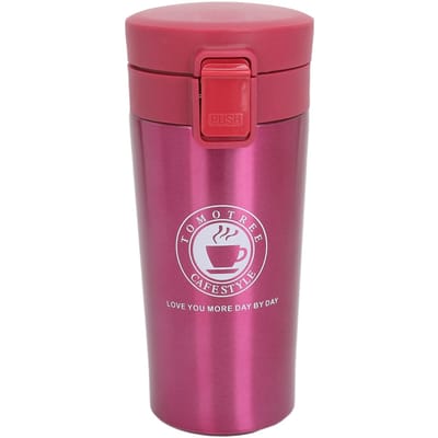 Geïsoleerde Koffiebeker Dubbele Laags Roestvrij Staal Draagbaar Klikdeksel Geïsoleerde Koffiefles Rood Red pink