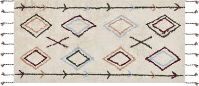 CORUM - Laagpolig vloerkleed - Lichtbeige - 80 x 150 cm - Katoen