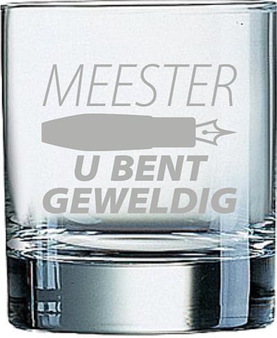 Gegraveerde Whiskeyglas 20cl Meester u bent geweldig