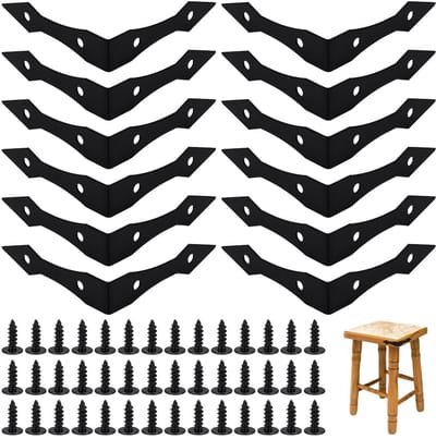 Dailygoods- Hoekbeugels 12 Stuks - Decoratieve Hoekbeschermers - Metalen Hoekbeugels - Beschermers voor Meubels - Zwarte Coating - 101 x 101 x 22 mm