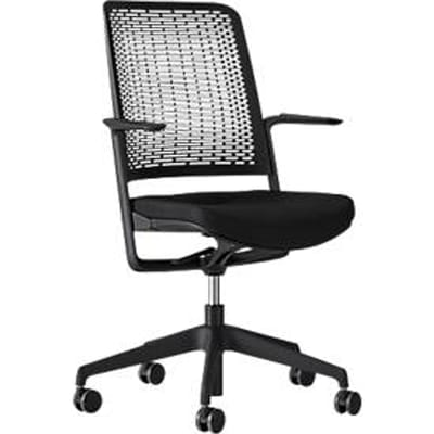 Nowy Styl-bureaustoel WithMe, met armleuningen, automatische synchronismechanisme, platte zitting, afneembare stoelbekleding, zwart