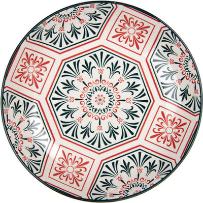 Clayre & Eef Ontbijtbord Ø 21x3 cm Wit Rood Keramiek