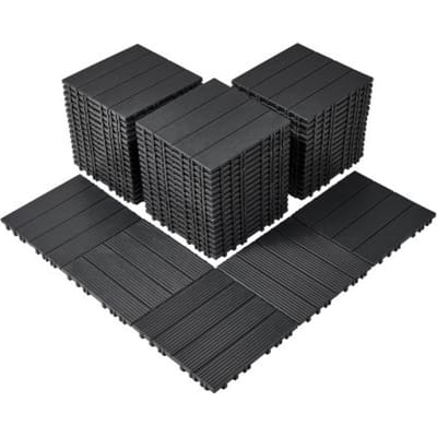 VEVOR Terrastegels, Set van 54, Balkontegels 295x295 mm, Kliktegels, Kunststof Vloerbedekking voor Buiten, Terrasvloer voor Veranda, Zwembad, Balkon, Achtertuin, Donkergrijs
