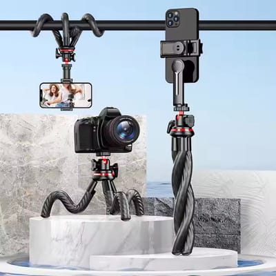 Flexibele Octopus Statiefbeugel – 3-in-1 Tripod, Selfiestick & Telefoonhouder – Voor Smartphone, Camera & GoPro – Met Afneembare Houder – 360° Draaibaar