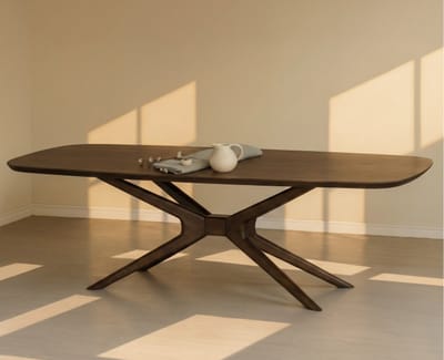 Eettafel Jax Deens ovaal mangohout 220x110 cm - Walnoot bruin - Japandi