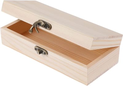 Ongefinished Houten Doos met Scharnierend Deksel en Voorafsluiting, Onbehandelde Houten Sieraden Doos voor DIY Projecten, Ambachtelijke Houten Bewaarbox voor Sieraden en Herinneringen (17.8 x)