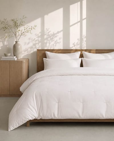 HOOMstyle Wasbaar dekbed zonder overtrek - 240x220 lits jumeaux met 2x kussensloop - Cotton White