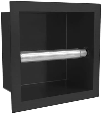 EAVY - Toiletrolhouder Inbouw Zwart RVS - WC rolhouder