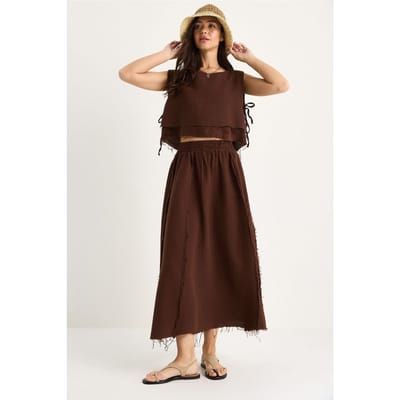 Textuur Blouse & Rok Muslin Stof Twee-Delige Set