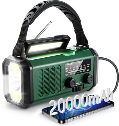 Camping Radio Solar Opwindbaar – Radio met Zonnepaneel & Handzwengel – Powerbank en Zaklamp – Ideaal voor Camping, Outdoor en Noodpakket
