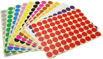 Dailygoody - Ronde stickers - Coderingsstickers voor school en kantoor - 19 mm - Kleurrijke stippen - 1050 cirkelstippen - Handig voor knutselen en or...