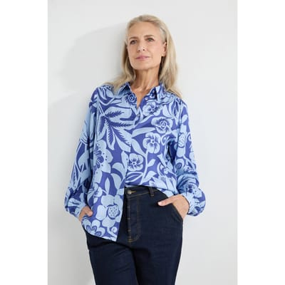 Josephine & Co Armand Blouse Ocean Blue Print Größe: 34 | Longsleeves Outlet | Damen | Blau