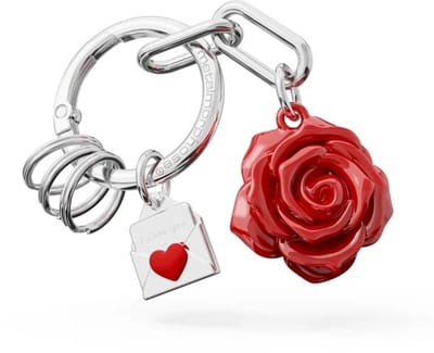 Metalmorphose - sleutelhanger - Roos met liefdes envelop