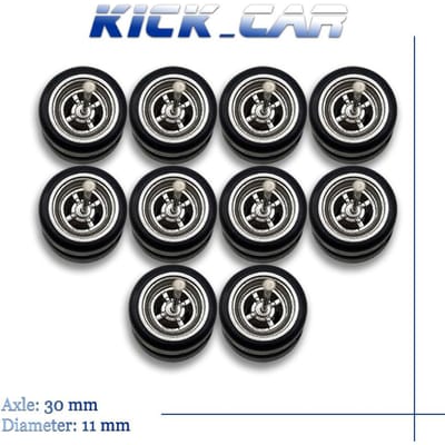 1/64 Wielen Met Vaste Rubberen Banden Vier Spaaks Voor Speelgoedmodel Diecast Auto's Refitting Onderdelen Voor Hotwheels (5 Sets Voor 5 Auto's)