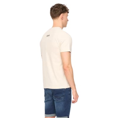 Duck and Cover Heren Tatick Geborsteld Katoenen T-Shirt (Licht Steen)