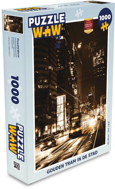 Puzzel Tram - Straat - Goud - Legpuzzel - Puzzel 1000 stukjes volwassenen