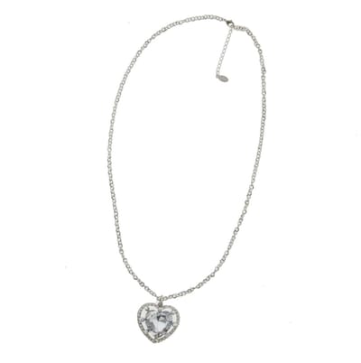 Behave - Ketting dames - Zilver kleur - Hart hanger - Steentjes - Lange ketting - 73 cm
