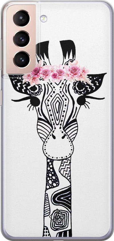 Casimoda® hoesje - Geschikt voor Samsung S21 Plus - Giraffe - Backcover - Siliconen/TPU - Zwart
