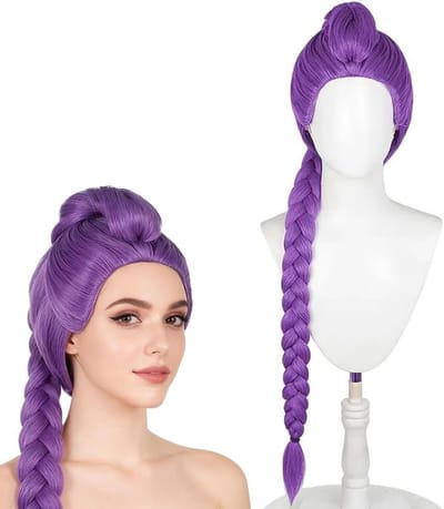 Paarse Cosplay Pruik voor Kinderen, Vlecht Pruik voor Anime Kostuums, Perfect voor Halloween, Carnaval en Feestjes