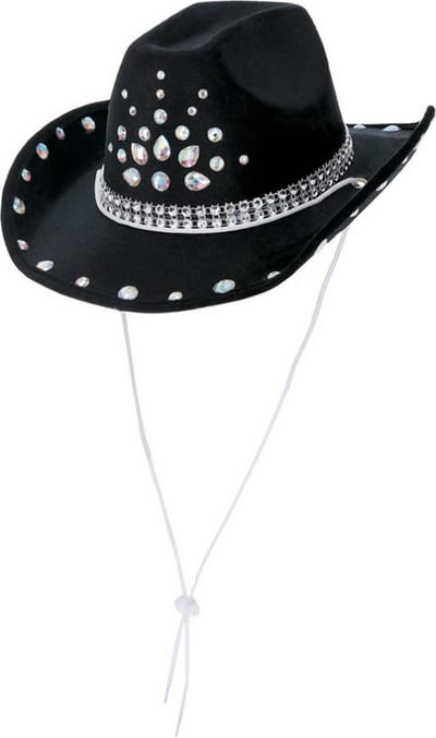 Smiffys Kostuum Hoed Rhinestone Cowboy Hat Zwart