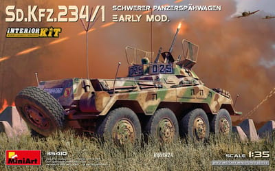 MiniArt Modelbouwpakket Militaire voertuigen - 35410 Sd.Kfz.234/1 Schwerer Panzerspähwagen - Vroege Productie met Volledig Interieur Plastic - 1:35 - Modelbouw