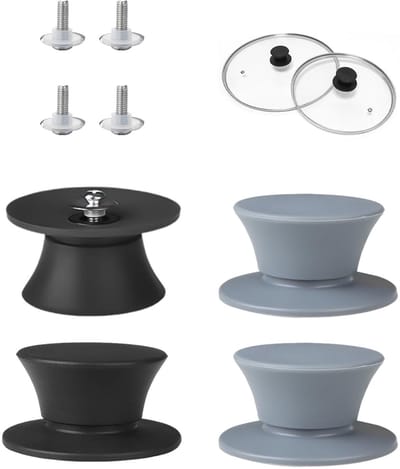 Dailygoods- Panlidhouders 4 Stuks - Silicone/Voedselveilig - Antislip/Hittebestendig - Vervangaccessoires - Zwart/Grijs - Makkelijk vast te houden - Dekselknoppen