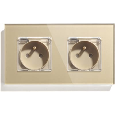 Dubbel Glazen Stopcontact 157mm Hermetisch - Kleur Goud