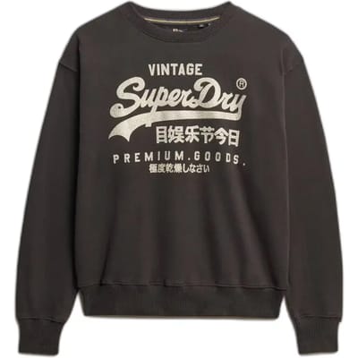 Superdry Versierde Vintage Logo Losse Sweater Black Grootte: 38