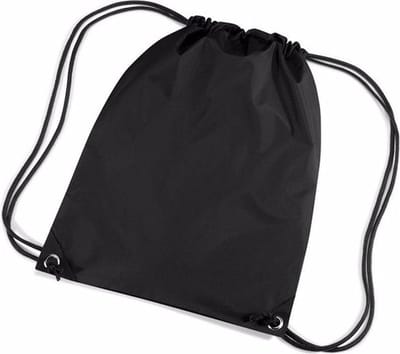 Okado Gymtas Zwart 12 Liter – Waterafstotende Nylon Drawstring Tas 45 x 39,5 cm – Sporttas en Swim Bag