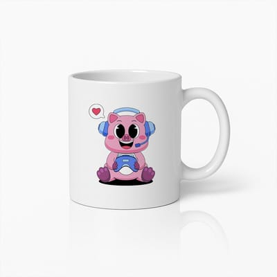 Schattige Gamer Varken Mok – Grappige Roze Dieren Koffiebeker voor Gaming Fans