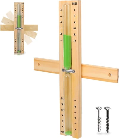 Sauna Zandloper Klok voor Tijdmeting, 15 Minuten Timer, Houten Design met Groene Zand en Eenvoudige Montage