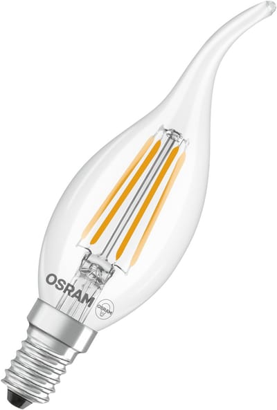 OSRAM LED lamp Superstar Classic BA40 Windgust Filament dimbaar, 2700 K warm wit, 3,4 W, E14, helder, 470 lm, 15.000 h, voor kroonluchters, wandlampen