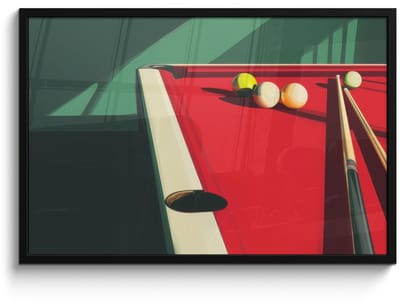Poster in lijst - Fotolijst 90x60 cm - Posters - Biljarttafel - Ballen - Rood - Schaduw - Posterlijst zwart - Decoratie - Wanddecoratie woonkamer - Muurdecoratie slaapkamer - Kerstversiering - Kerstdecoratie voor binnen - Kerstmis