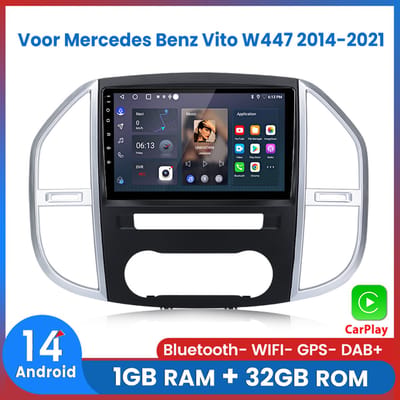 Awesafe Autoradio 1GB+32GB met Carplay en Android auto | Geschikt voor Mercedes V klasse Vit W447 2014-2021 | Radio scherm met Navigatie | 2014 2015 2016 2017 2018 2019 2020 2021 | W 447